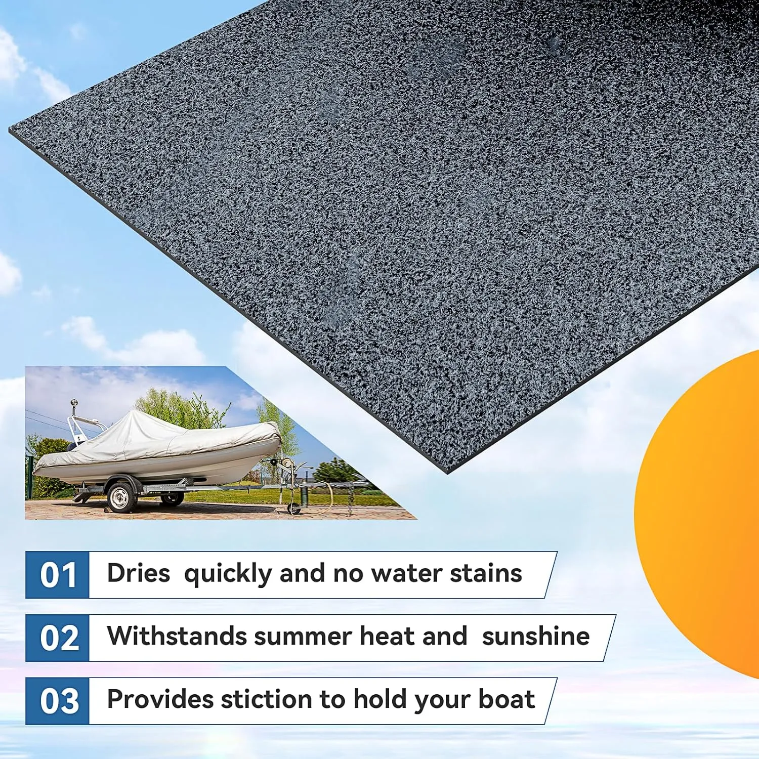 Timgle Boat Trailer Bunk Carpet Polyester Marine Grade Carpet for Trailer Bunks Boards Boat Guides Accessories Parts Replacement Padding for Outdoor