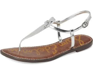 Toe Flats Metallic Rapid shipping Gigi Edelman Ankle Supportive Silver Thong Open Sam Strap Sandals