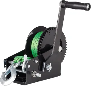 Trailer Boat Winch 3500 lbs Heavy Duty Hand Crank Winch with 26 ft Polyester Strap, Crank Trailer Winch with Heavy Duty Hook for Boat Trailer Towing RV ATV Truck