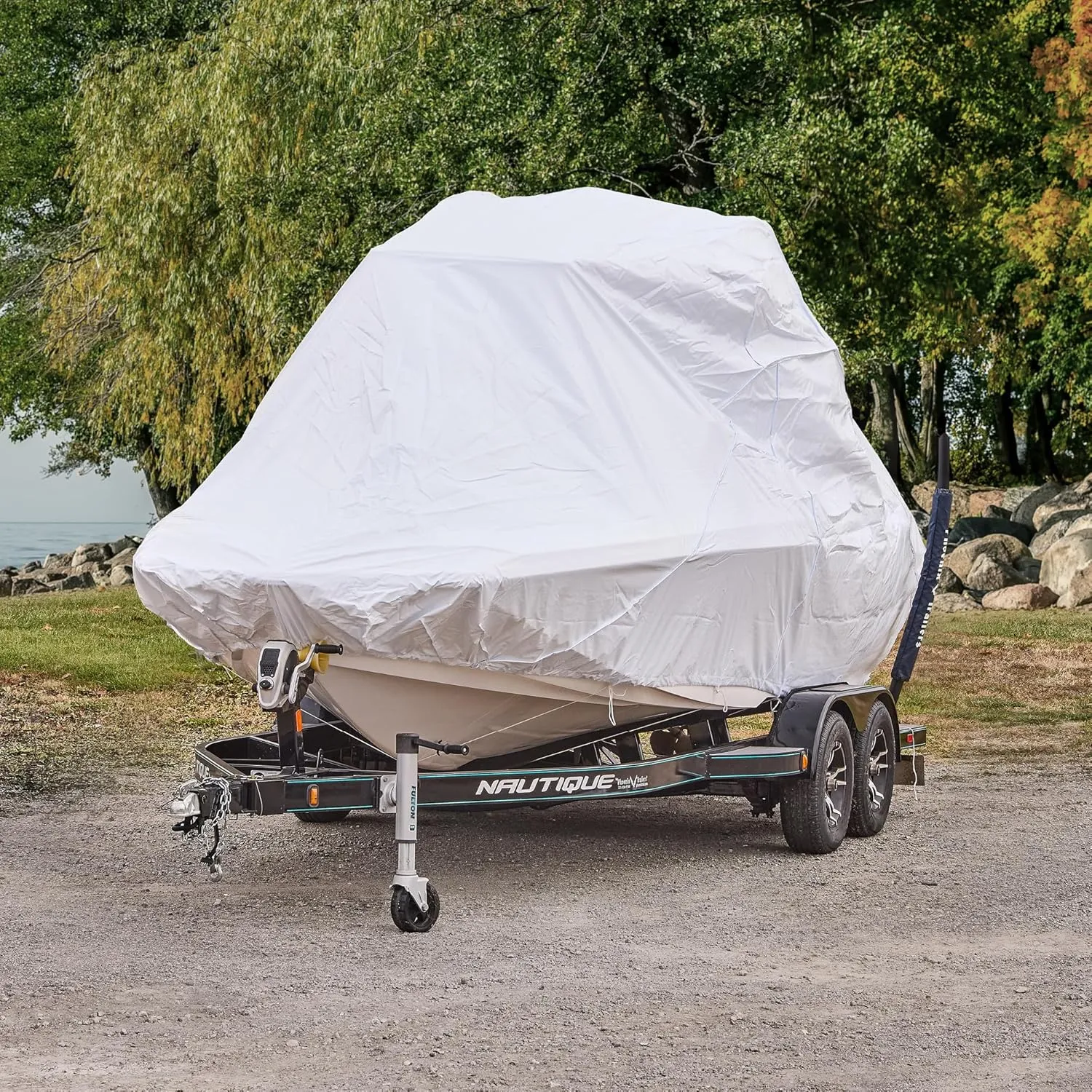 Transhield 21' - 23' Wide Bow Wake Tower Boat Cover | Covers 100% of The Boat Above The Rub Rail | UV Resistant Marine Heavy Duty Waterproof | Fits V-Hull Ski Boats (Fits Wide Bow 21', 22' & 23')