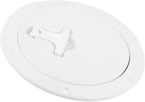 uxcell 6" Boat Hatch Round Inspection Deck Plate Marine Access Hatch with Detachable Cover Non-Slip White Nylon with T-Handle Pre-drilled Holes for Boat Yacht RV