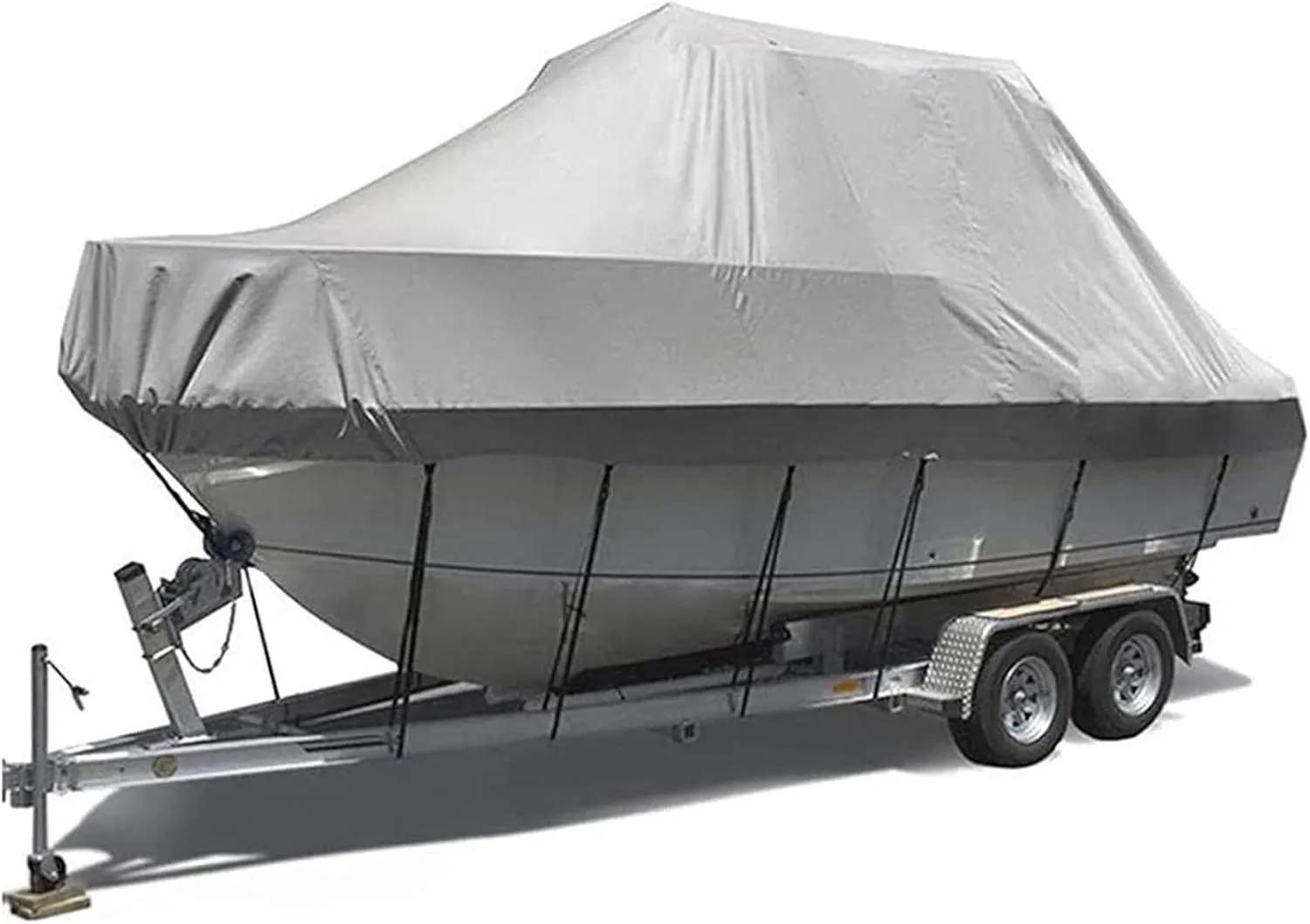 V-Hull Universal Boat Cover,Heavy Duty Oxford 210D Waterproof Trailerable Boat Covers Boat Tarp Wear-Resistant Uv Resistant Pro Boat Cover Console Covers for Boats,Gray,19~21FT