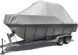 V-Hull Universal Boat Cover,Heavy Duty Oxford 210D Waterproof Trailerable Boat Covers Boat Tarp Wear-Resistant Uv Resistant Pro Boat Cover Console Covers for Boats,Gray,19~21FT
