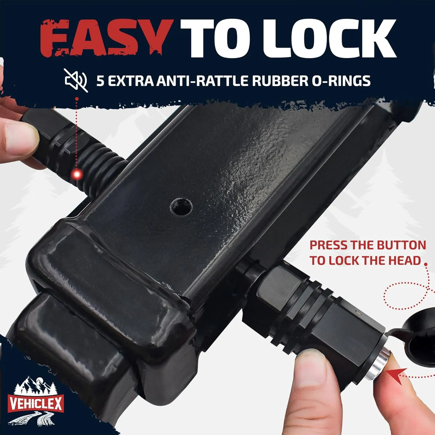 Vehiclex Trailer Hitch Pin Lock for 2" Receiver - Secure 5/8" Locking Pin for Class III, IV Hitch with Exclusive Tubular Key, Built Tough for Dust, Mud, and Thieves