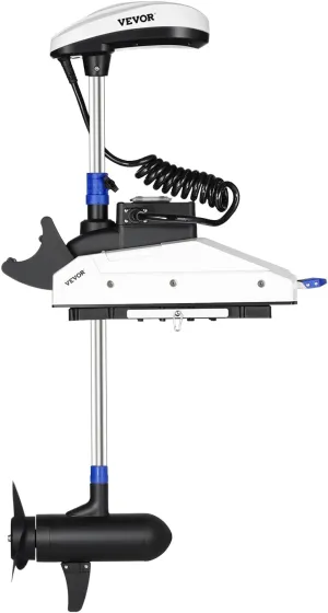 VEVOR Electric Trolling Motor, 12V 55lbs Thrust with GPS, 10-Speed Bow Mounted Saltwater Outboard Boat Motor with Remote Control & LCD Battery Indicator, for Kayaks, Fishing Boats, 54-Inch Shaft