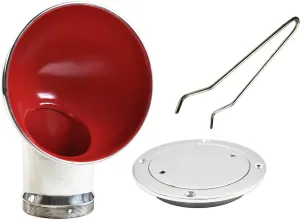 Vinland Marine Round Cowl Vent w/ Ø3, Ø4 Deck Plate, White or Red Cowl Vent, 304 Stainless Steel Dorade Vent, Dorade Box, Sailboat Accessories for Boat