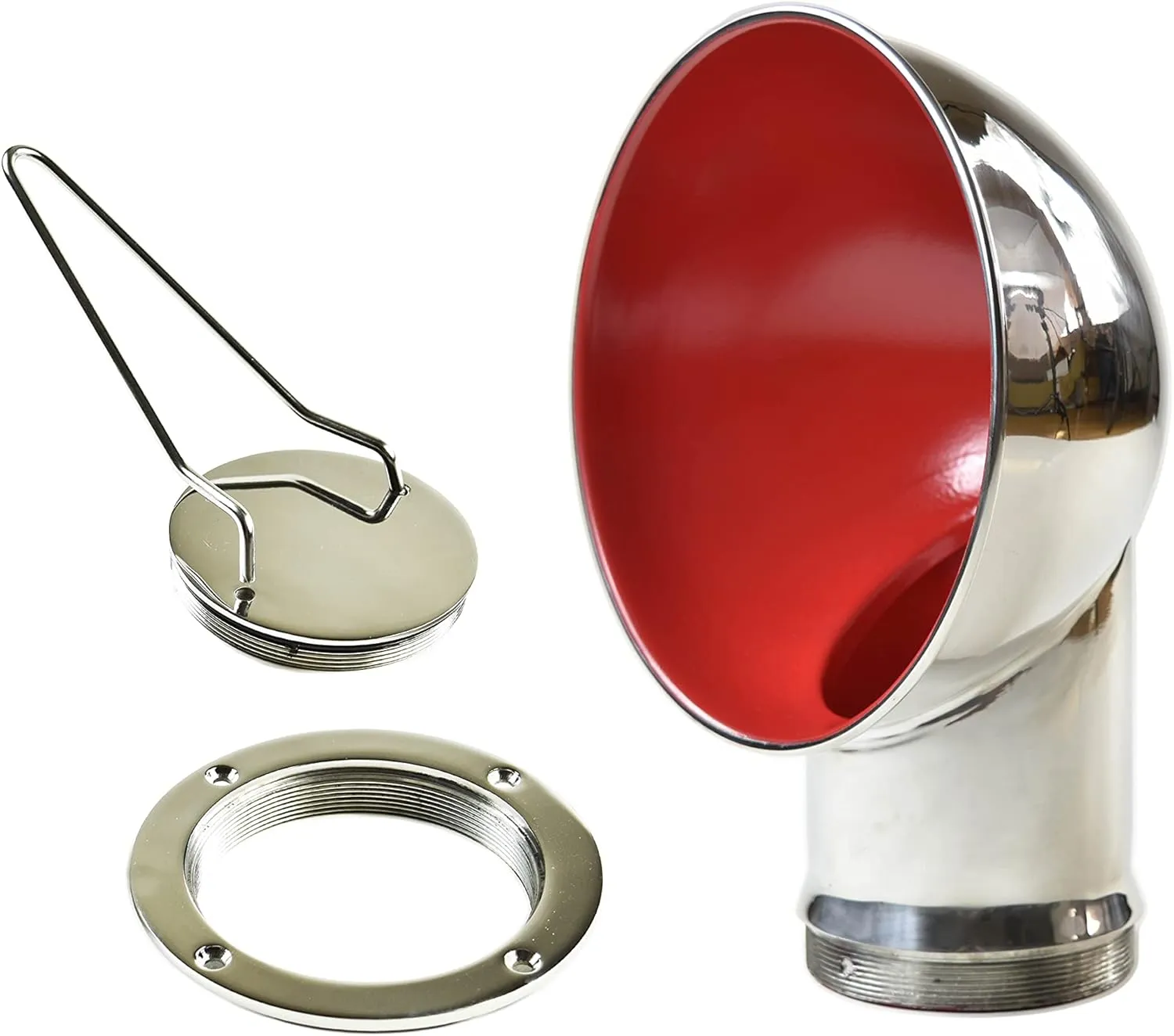 Vinland Marine Round Cowl Vent w/ Ø3, Ø4 Deck Plate, White or Red Cowl Vent, 304 Stainless Steel Dorade Vent, Dorade Box, Sailboat Accessories for Boat
