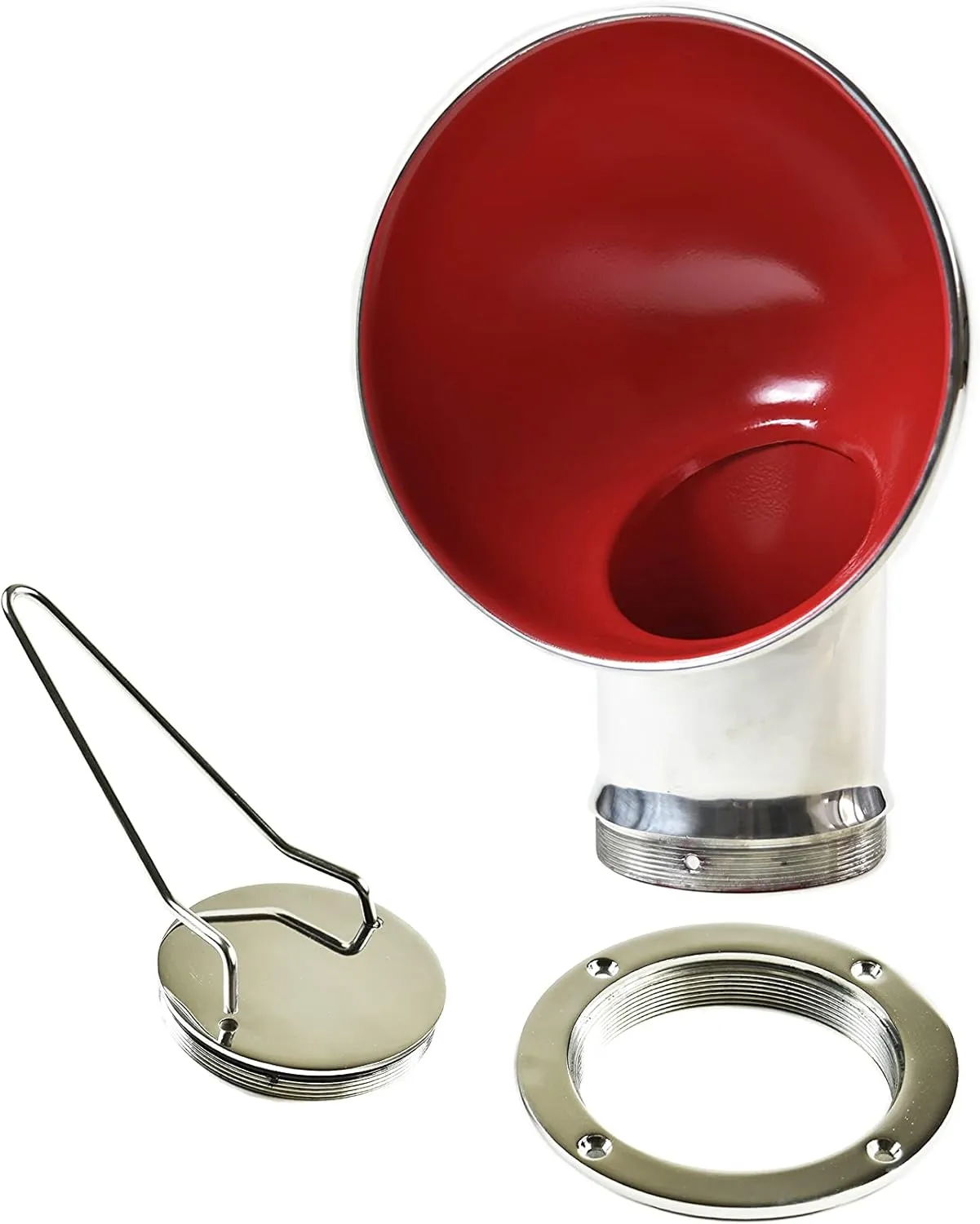 Vinland Marine Round Cowl Vent w/ Ø3, Ø4 Deck Plate, White or Red Cowl Vent, 304 Stainless Steel Dorade Vent, Dorade Box, Sailboat Accessories for Boat