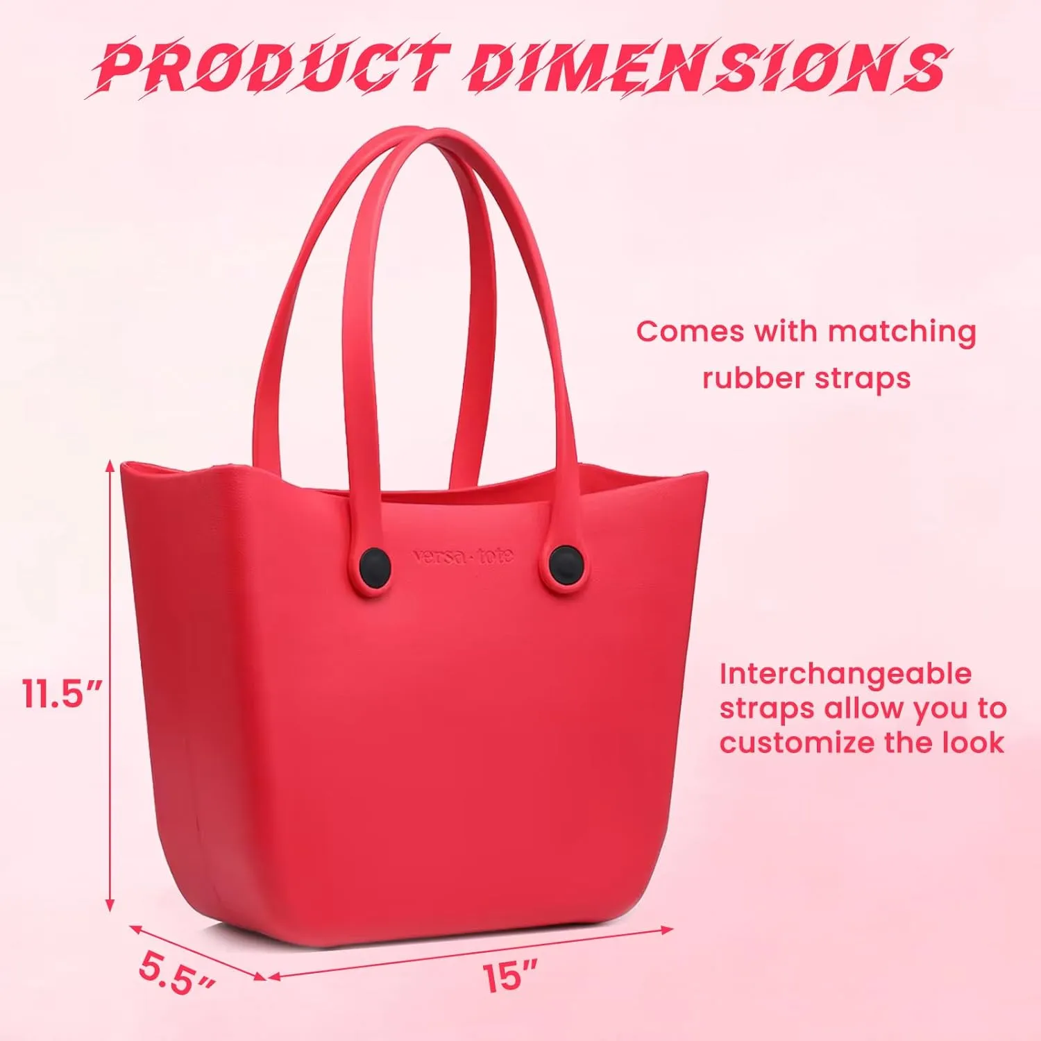 VIRA Medium Rubber Beach Bag Lightweight Waterproof Washable Durable Travel Tote for Boat Pool Sports Gym