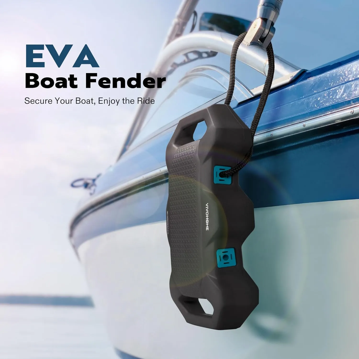 VIVOHOME EVA Boat Fenders for Docking, Boat Bumpers with Nylon Rope, and Fixed Lock Fit for Yachts, Sailing Dinghies, Bass Boats