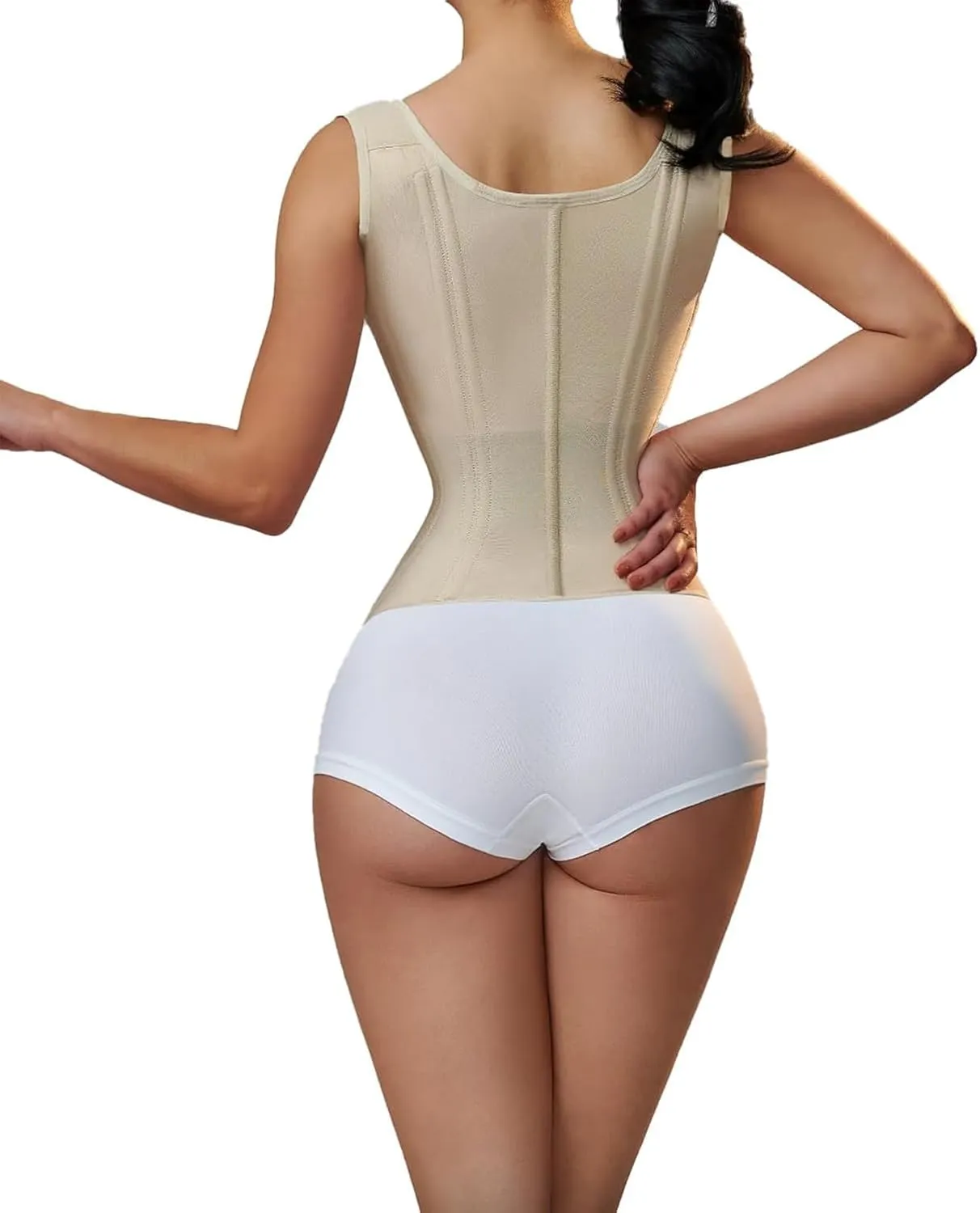 Waist Trainer Corset for Women Tummy Control Workout Body Shaper Corset Vest Girdle 15-Bone High-Elastic Girdle Tummy Control Belt Zippered Shapewear(White,S), Small