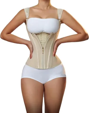 Waist Trainer Corset for Women Tummy Control Workout Body Shaper Corset Vest Girdle 15-Bone High-Elastic Girdle Tummy Control Belt Zippered Shapewear(White,S), Small
