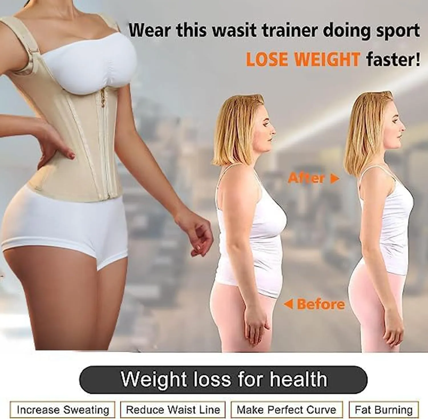 Waist Trainer Corset for Women Tummy Control Workout Body Shaper Corset Vest Girdle 15-Bone High-Elastic Girdle Tummy Control Belt Zippered Shapewear(White,S), Small