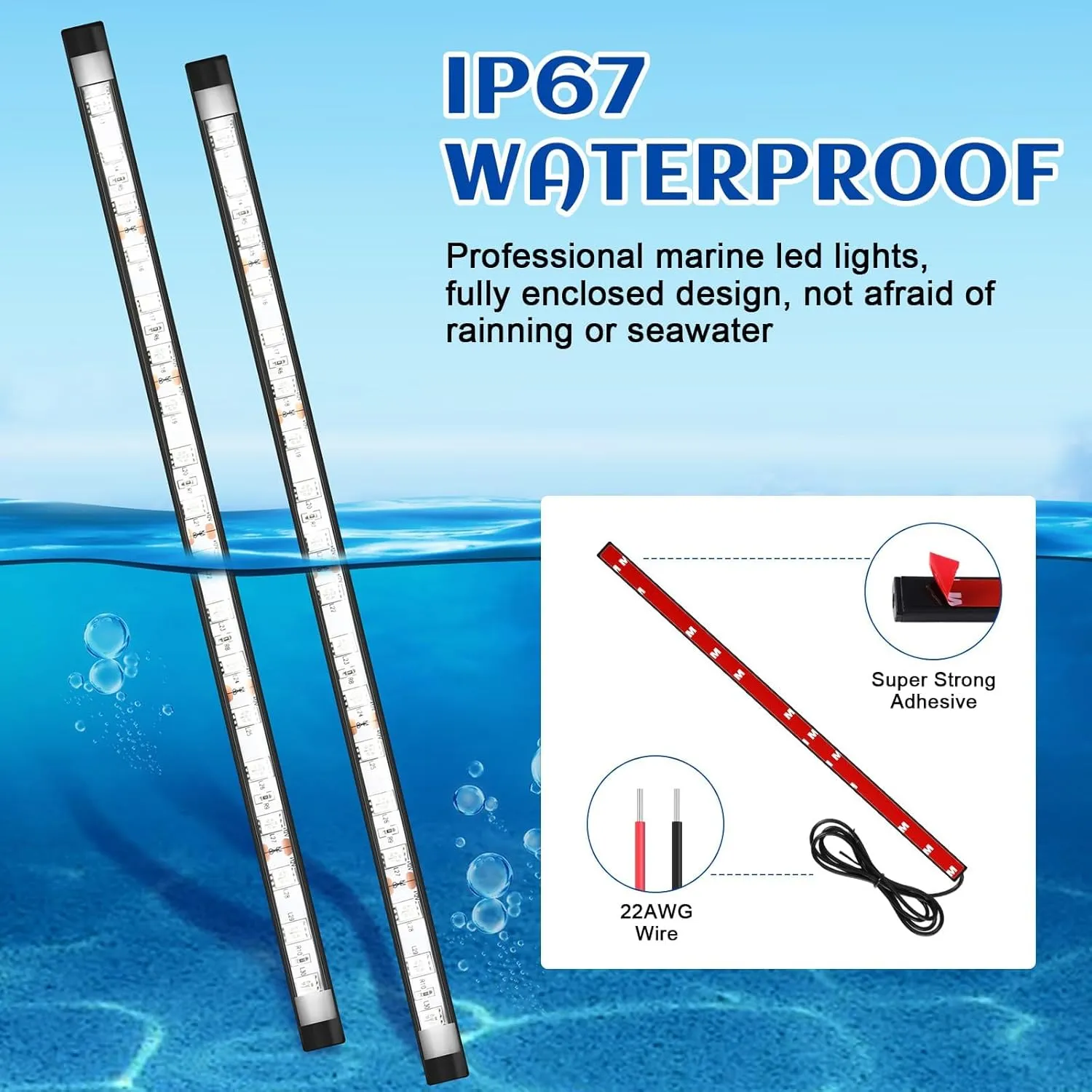 White LED Boat Stern Light with 2 Pcs 8.2ft Extra Cables All Round 12-24v, and 2 Pcs Navigation Lights LED Anchor for Boats Red and Green Running Marine(6 Inch)