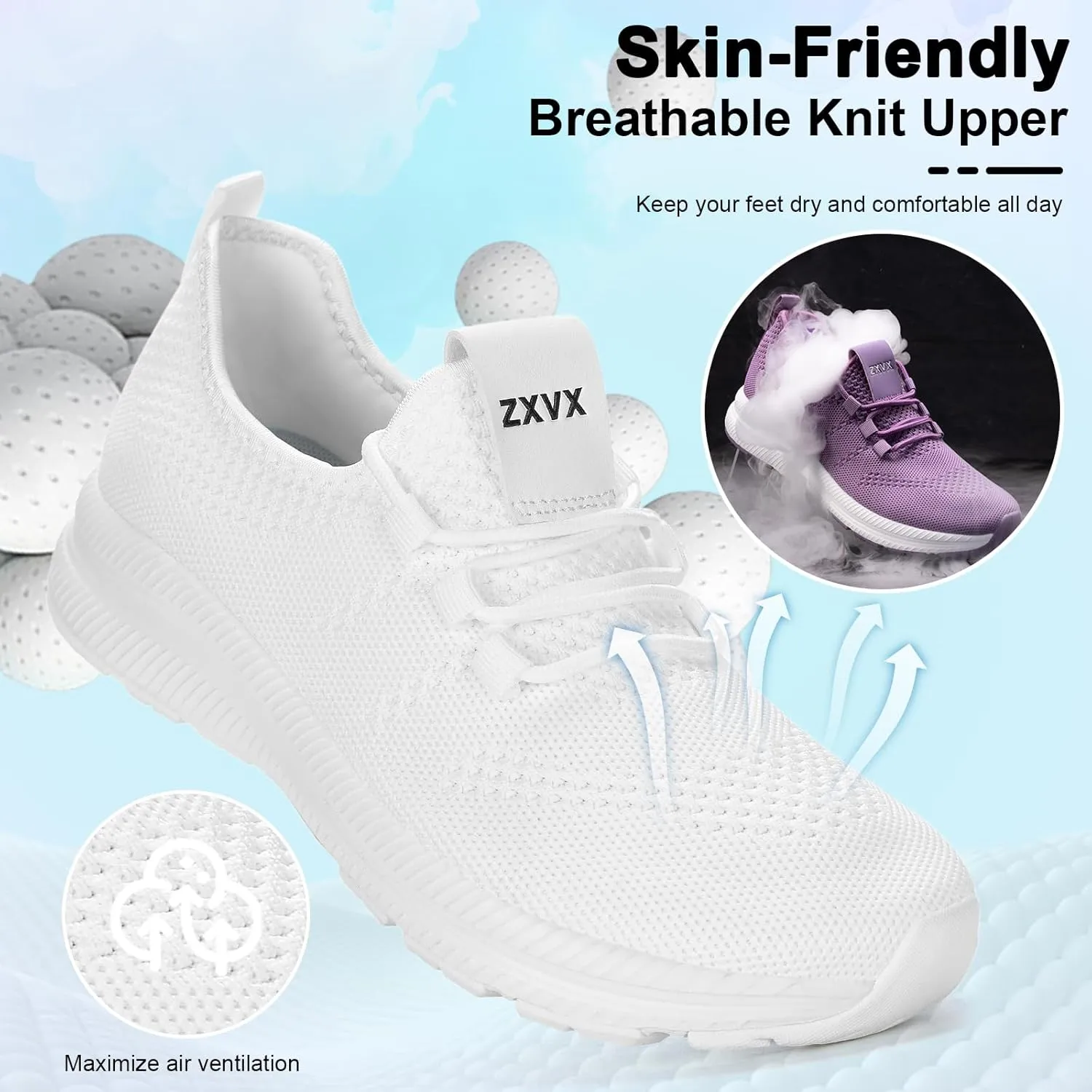 Wide Toe Box Shoes Women Non-Slip Wide Width Sneakers Ultra Light Extra Wide Road Running Shoes for Women Breathable Tennis Walking Gym Workout Trainer 5.5-11.5