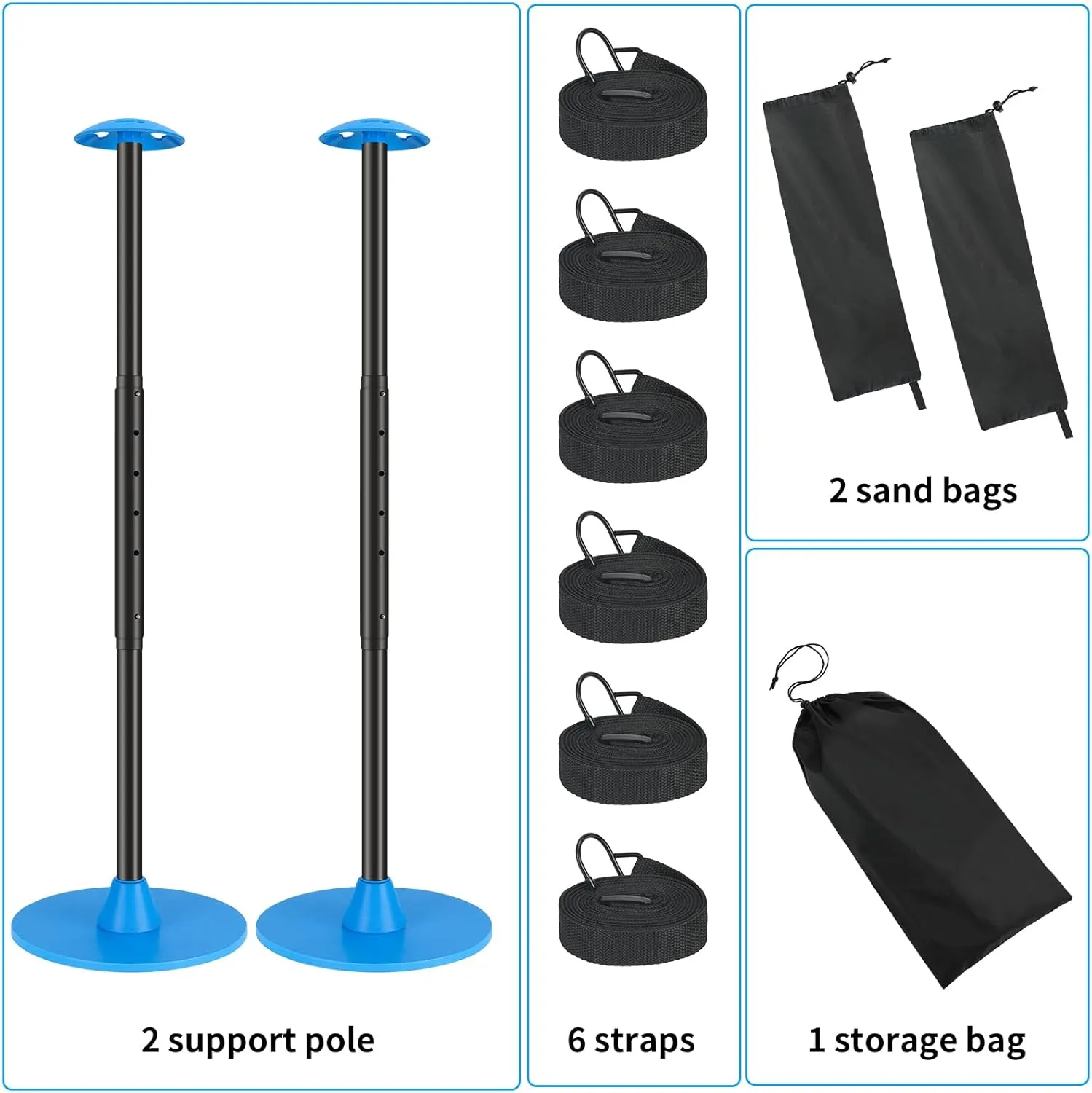 Windproof Boat Cover Support Pole System 2 Pcs with 7 Adjustable Height Telescoping Iron Furniture Cover Support Pole 20"-50" with Sandbag Storage Bag