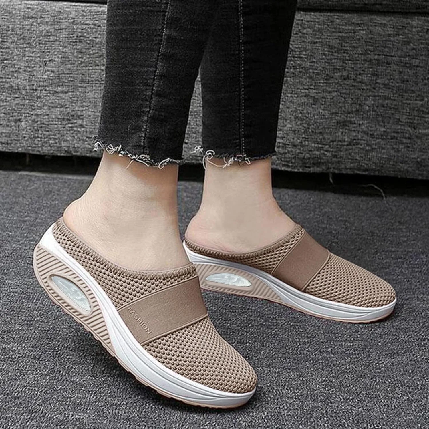Women's Breathable Walking Mules Shoes - Lightweight Garden Clogs Casual Mesh Sneakers Open Back Slip-on House Shoes