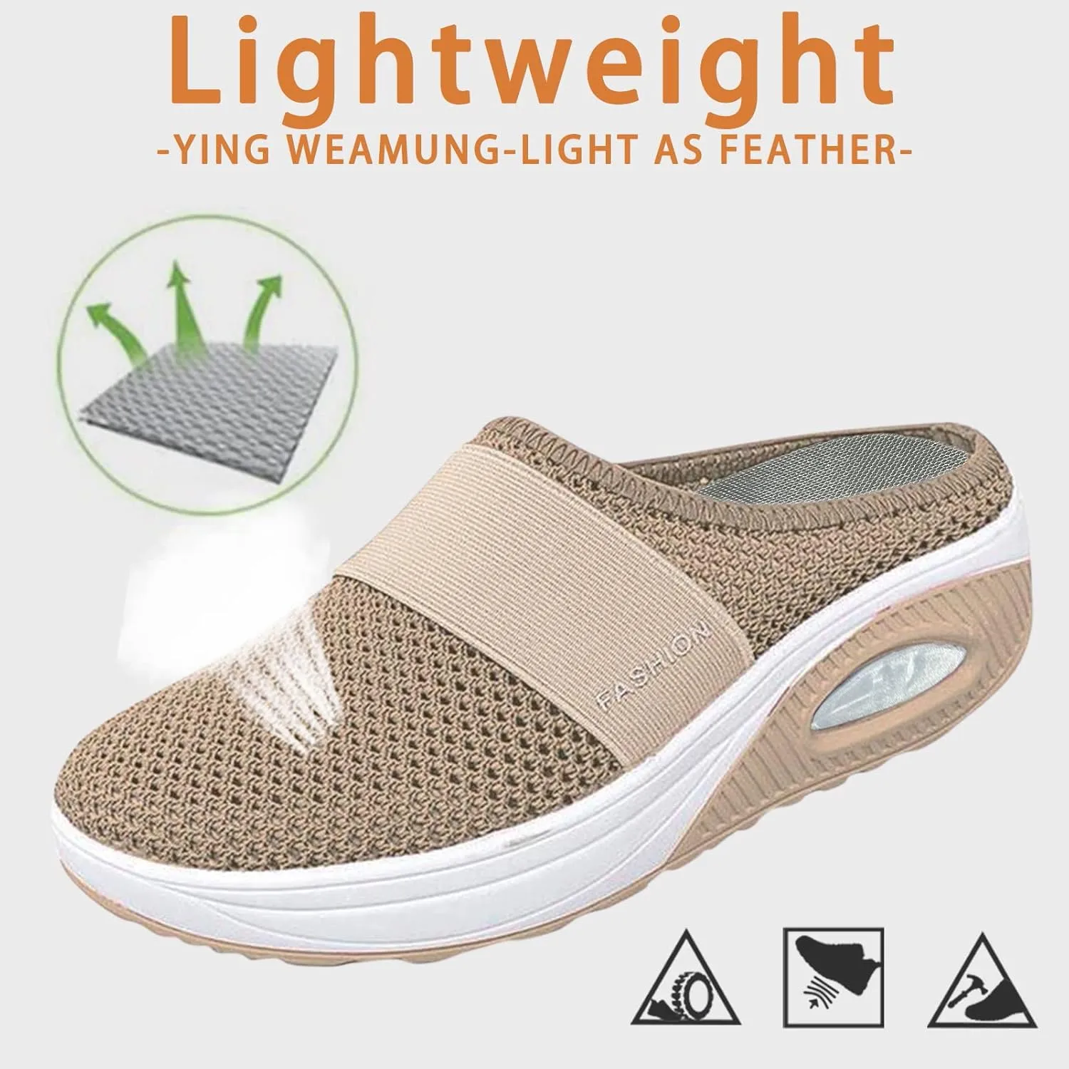 Women's Breathable Walking Mules Shoes - Lightweight Garden Clogs Casual Mesh Sneakers Open Back Slip-on House Shoes