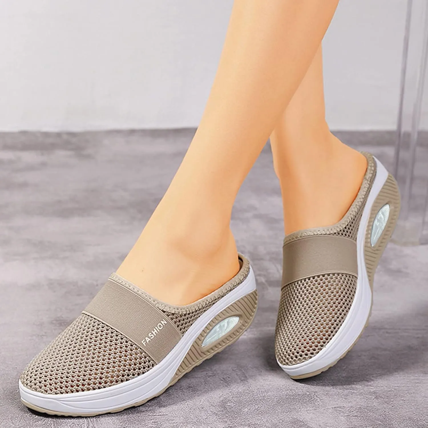 Women's Breathable Walking Mules Shoes - Lightweight Garden Clogs Casual Mesh Sneakers Open Back Slip-on House Shoes