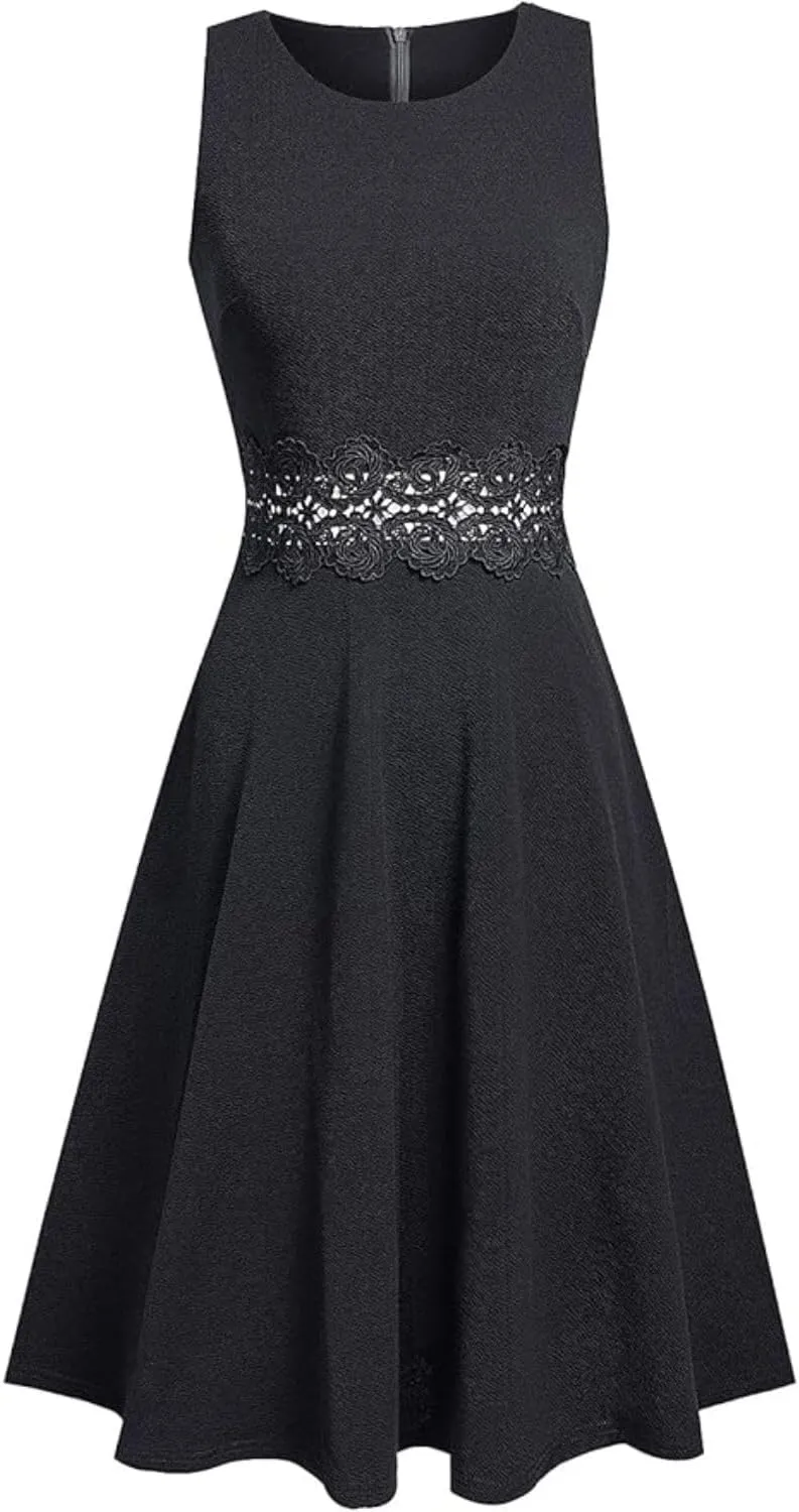 Women's Cocktail Dress Prom Formal Wedding Party Dress Sleeveless Lace Chiffon Ruffle Dresses