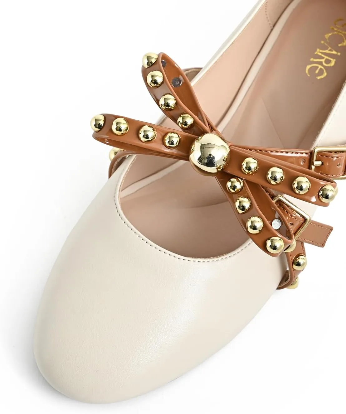 Women's Mary Jane Flats Round Toe Ballet Flats Shoes Pearl Embellished Bow Loafer Flats Slip On Comfortable Stud Strap Soft Dressy Flats Shoes