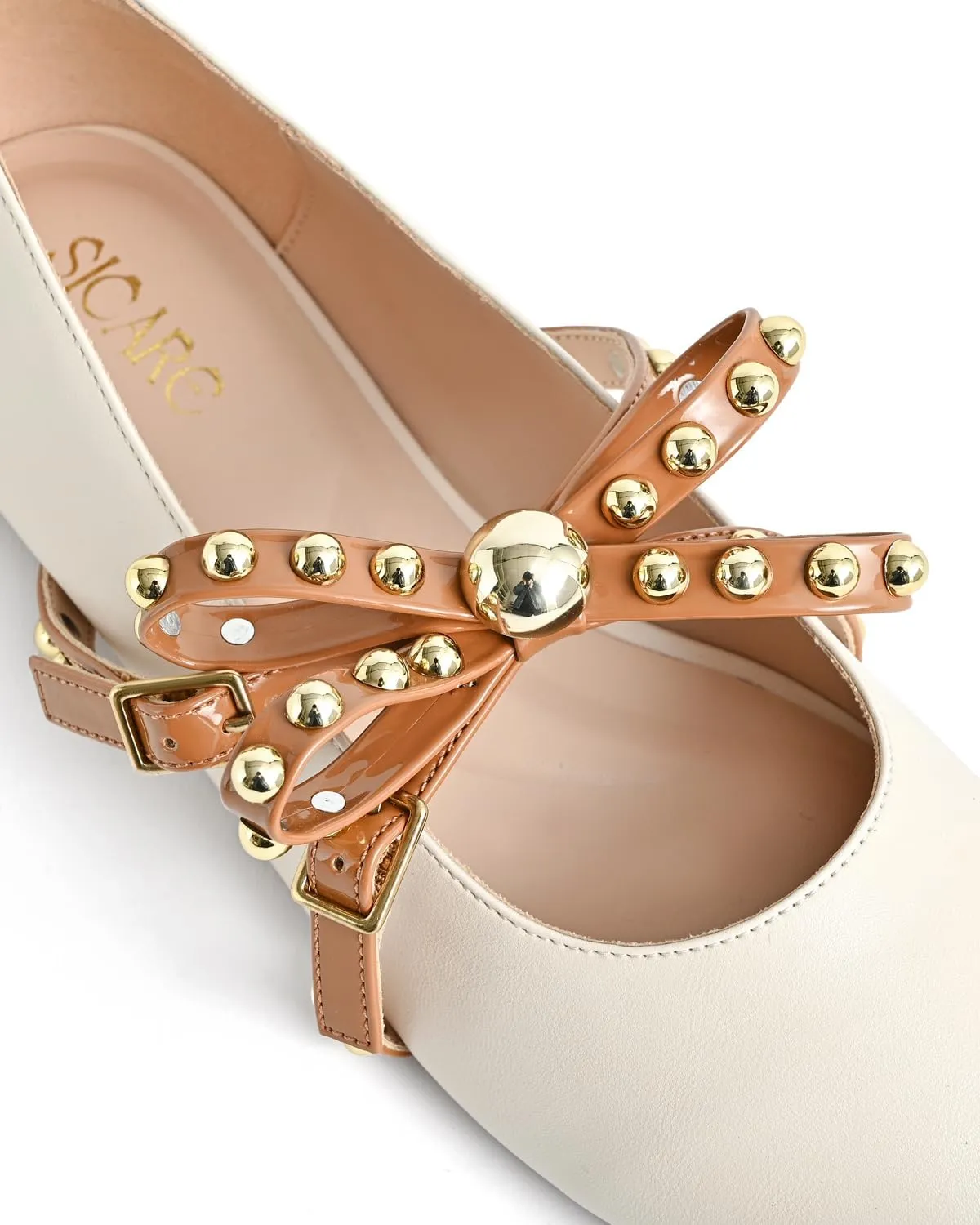 Women's Mary Jane Flats Round Toe Ballet Flats Shoes Pearl Embellished Bow Loafer Flats Slip On Comfortable Stud Strap Soft Dressy Flats Shoes