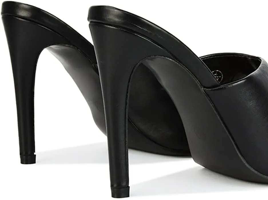 Womens Open Toe High Heel Sandals Ladies Ruched Square Toe Stiletto Party Mule Shoes Size 3-8