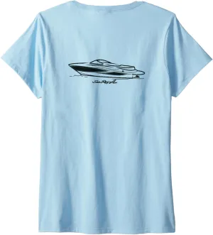 Womens Sea Ray Bow rider V-Neck T-Shirt