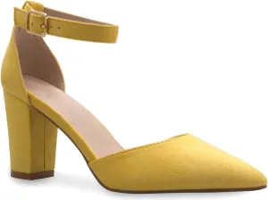 Women's Sexy D'Orsay Ankle Strap Pointed Toe Block Heel Pump - Classic, Comfortable