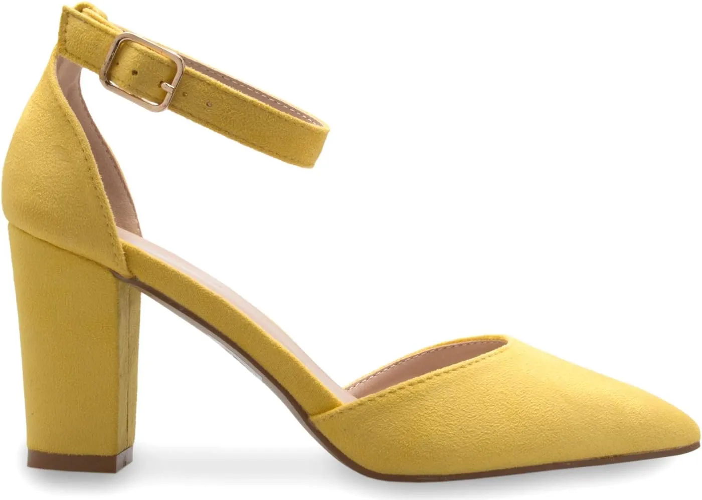 Women's Sexy D'Orsay Ankle Strap Pointed Toe Block Heel Pump - Classic, Comfortable
