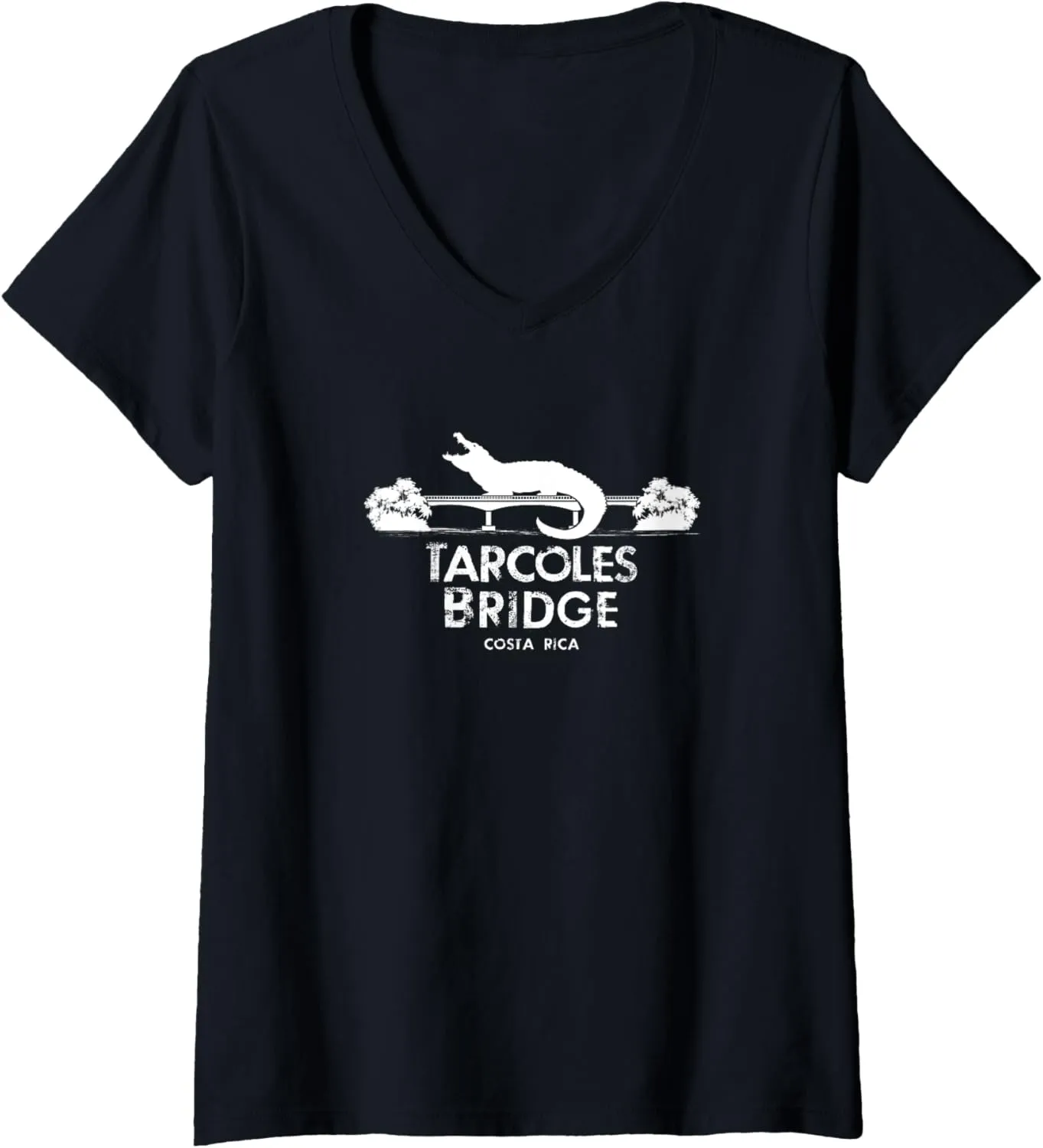 Womens Tarcoles River Bridge Costa Rica Eco Tourism Crocodiles Boat V-Neck T-Shirt