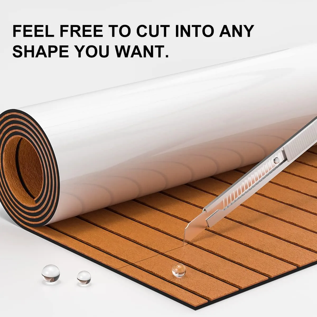 WOOWAVE EVA Foam Boat Flooring Decking Sheet Marine Mat Non-Slip and Self-Adhesive Flooring for Motorboat RV Yacht Kayak Swimming Pool Sea Deck Pad, 94.5x31.5 inch