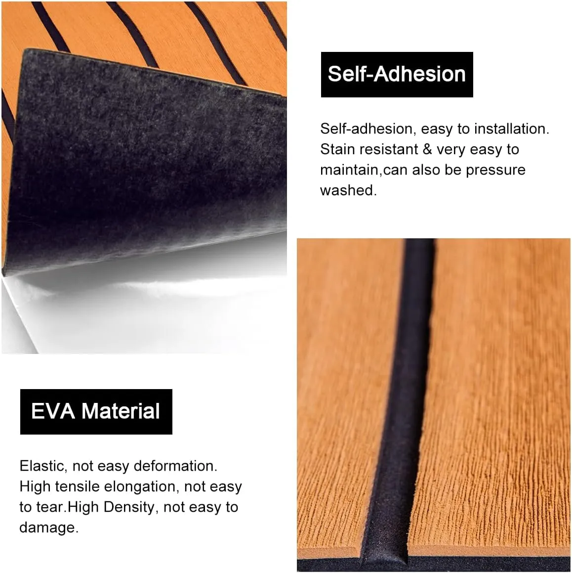 WOOWAVE EVA Foam Boat Flooring Decking Sheet Marine Mat Non-Slip and Self-Adhesive Flooring for Motorboat RV Yacht Kayak Swimming Pool Sea Deck Pad, 94.5x31.5 inch