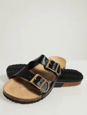 X-Buckle With Chain Two Strap Sandal
