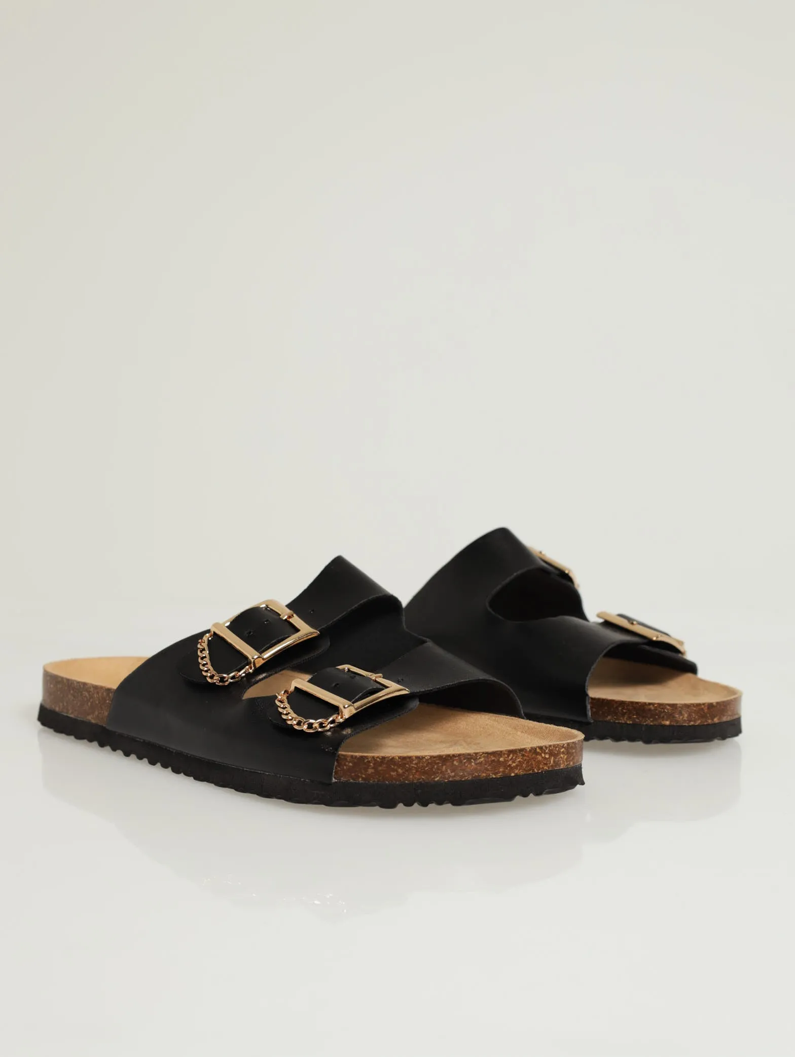 X-Buckle With Chain Two Strap Sandal