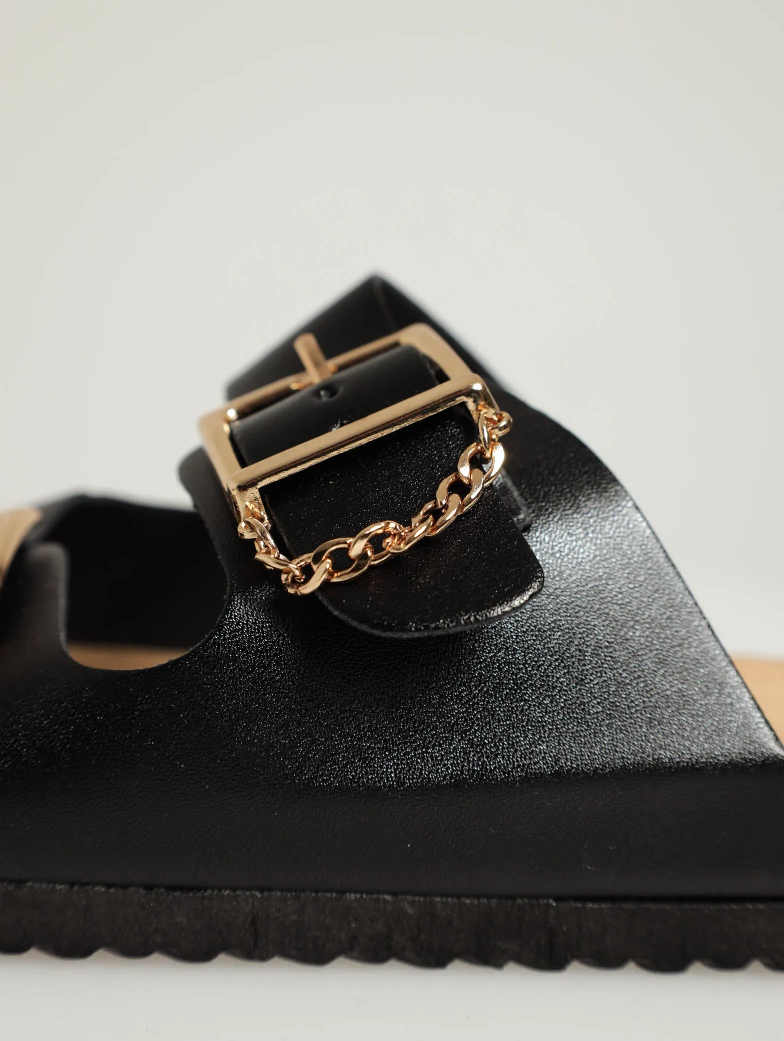 X-Buckle With Chain Two Strap Sandal