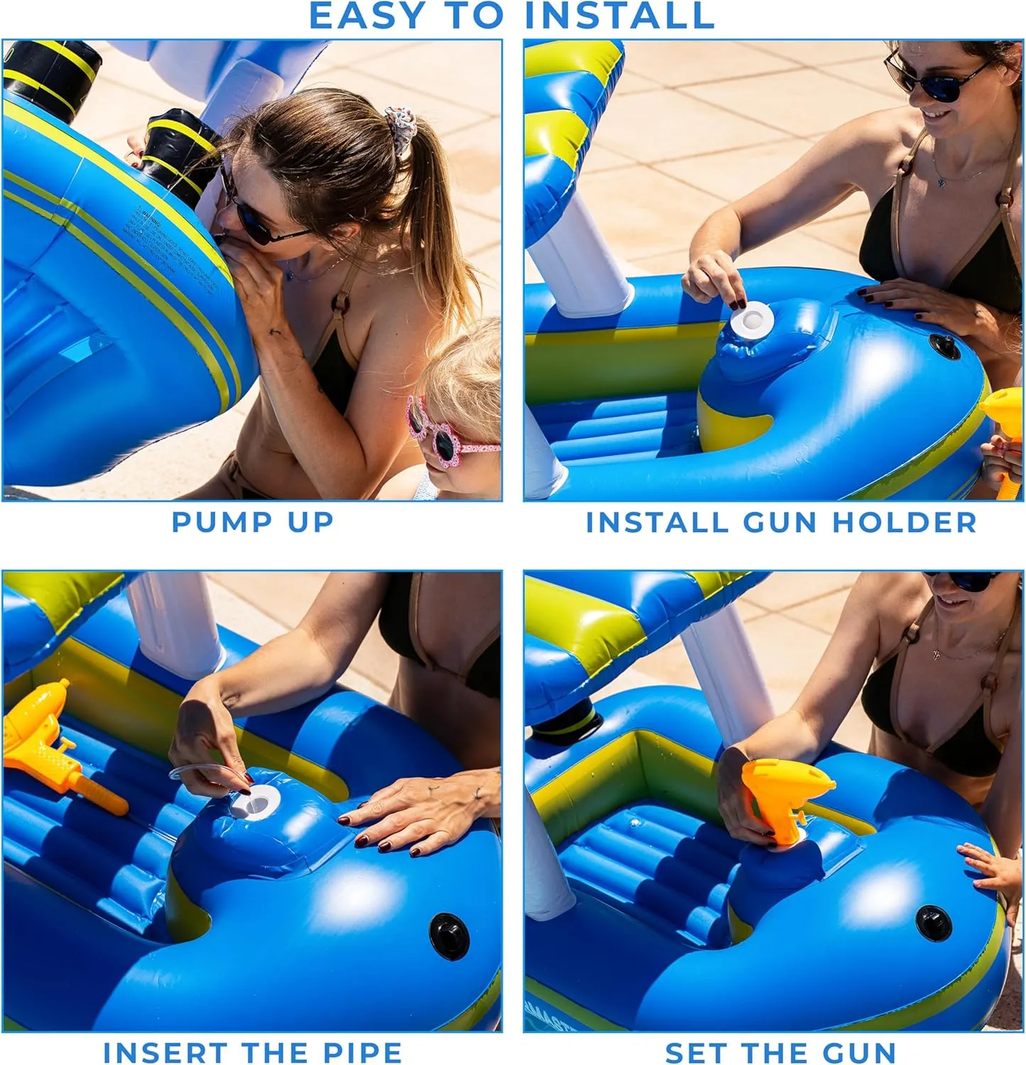 Zone Tech Boat Inflatable Pool Floats Kids, Toddler Harbor Master Patrol Inflatable Boat Pool Float Ride On, Fun Water Toy Squirter Pool Toy, Rescue Theme Pool Raft for Boys, Girl