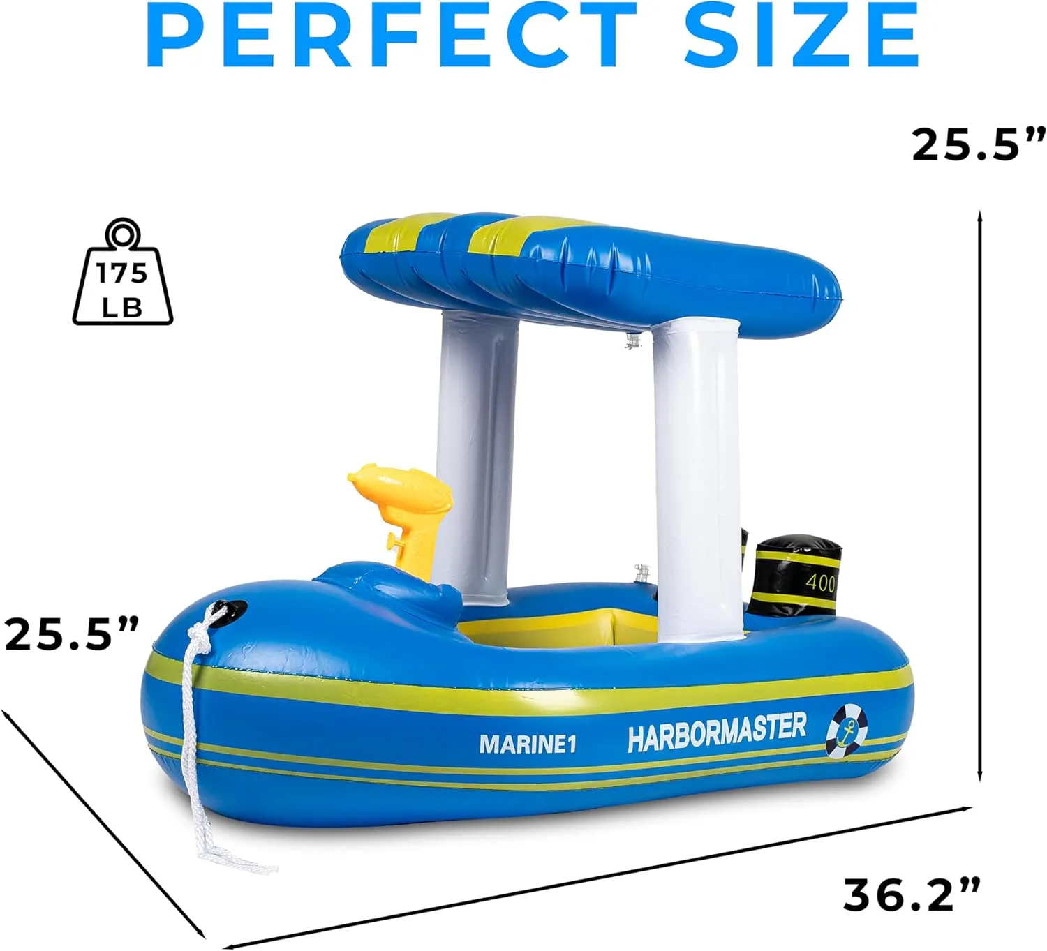 Zone Tech Boat Inflatable Pool Floats Kids, Toddler Harbor Master Patrol Inflatable Boat Pool Float Ride On, Fun Water Toy Squirter Pool Toy, Rescue Theme Pool Raft for Boys, Girl